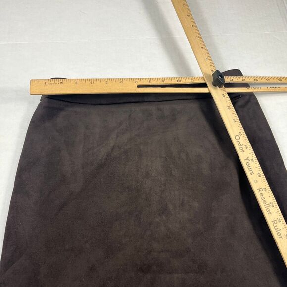 T Tahari Faux Suede Pencil Skirt Brown Corpcore Workwear Classic Back Zip M - Picture 7 of 12